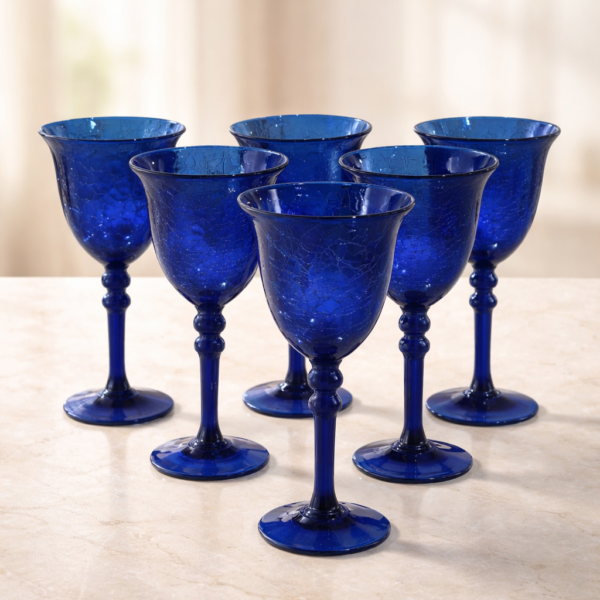 Sélection verre à pied craquelé Bleu Foncé