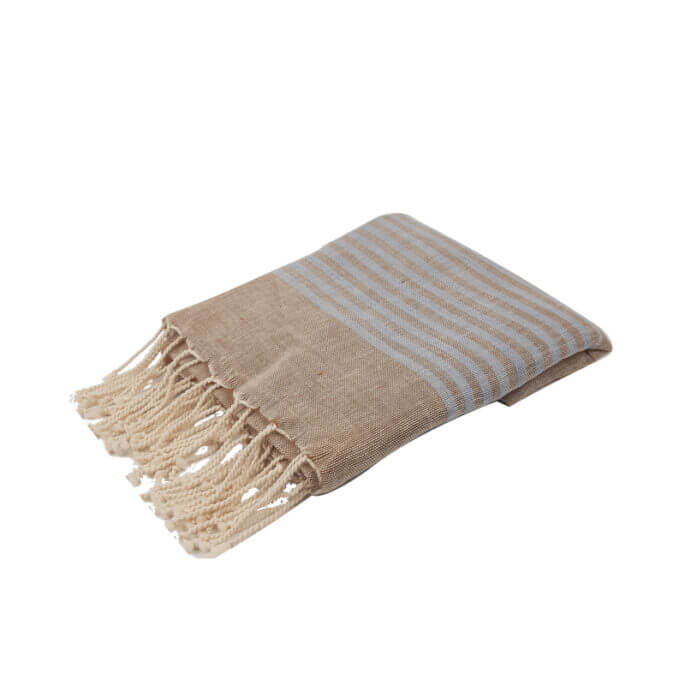 Fouta beige et bleu