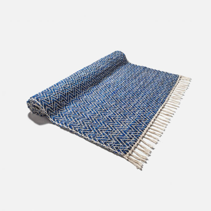 Décoration tapis bleu laine
