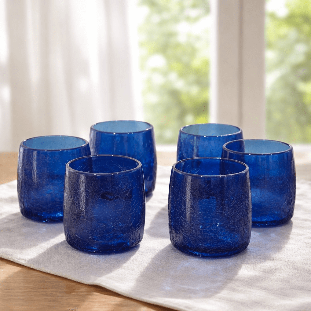 Sélection de verres Lella craquelé Bleu foncé