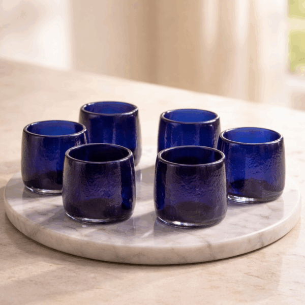 Sélection de verres Lella craquelé Bleu foncé