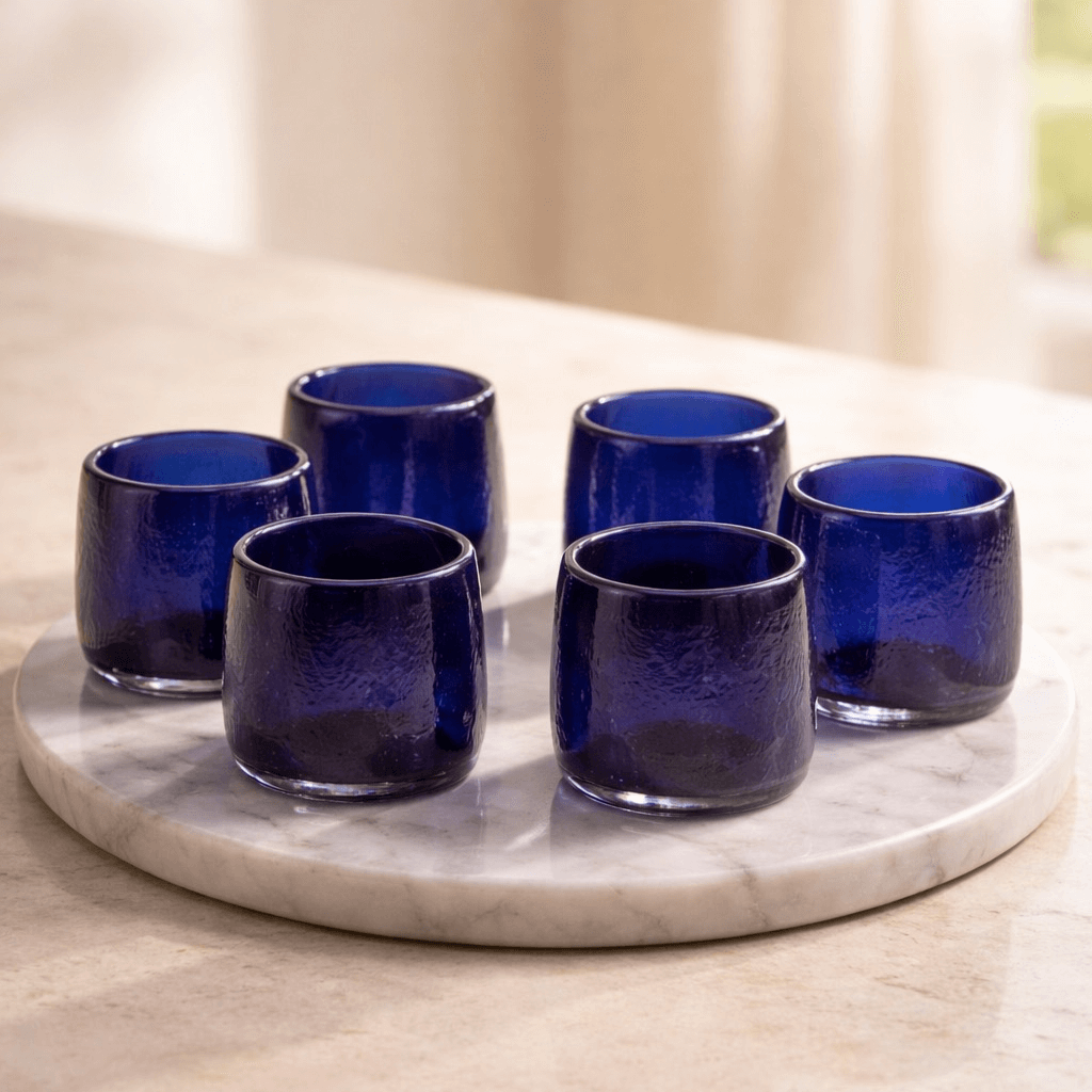 Sélection de verres Lella craquelé Bleu foncé